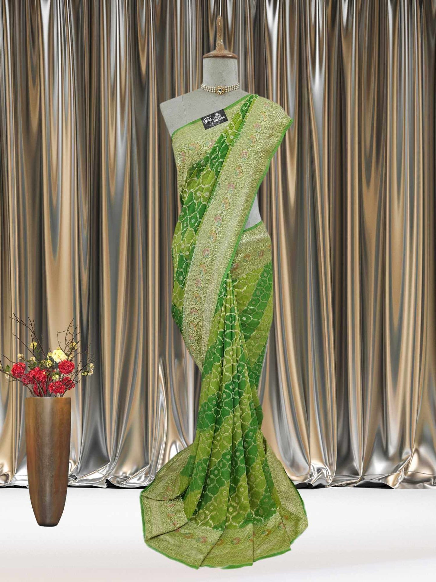 2D Shade Khaddi Georgette Water Zari Banarasi Handloom Saree