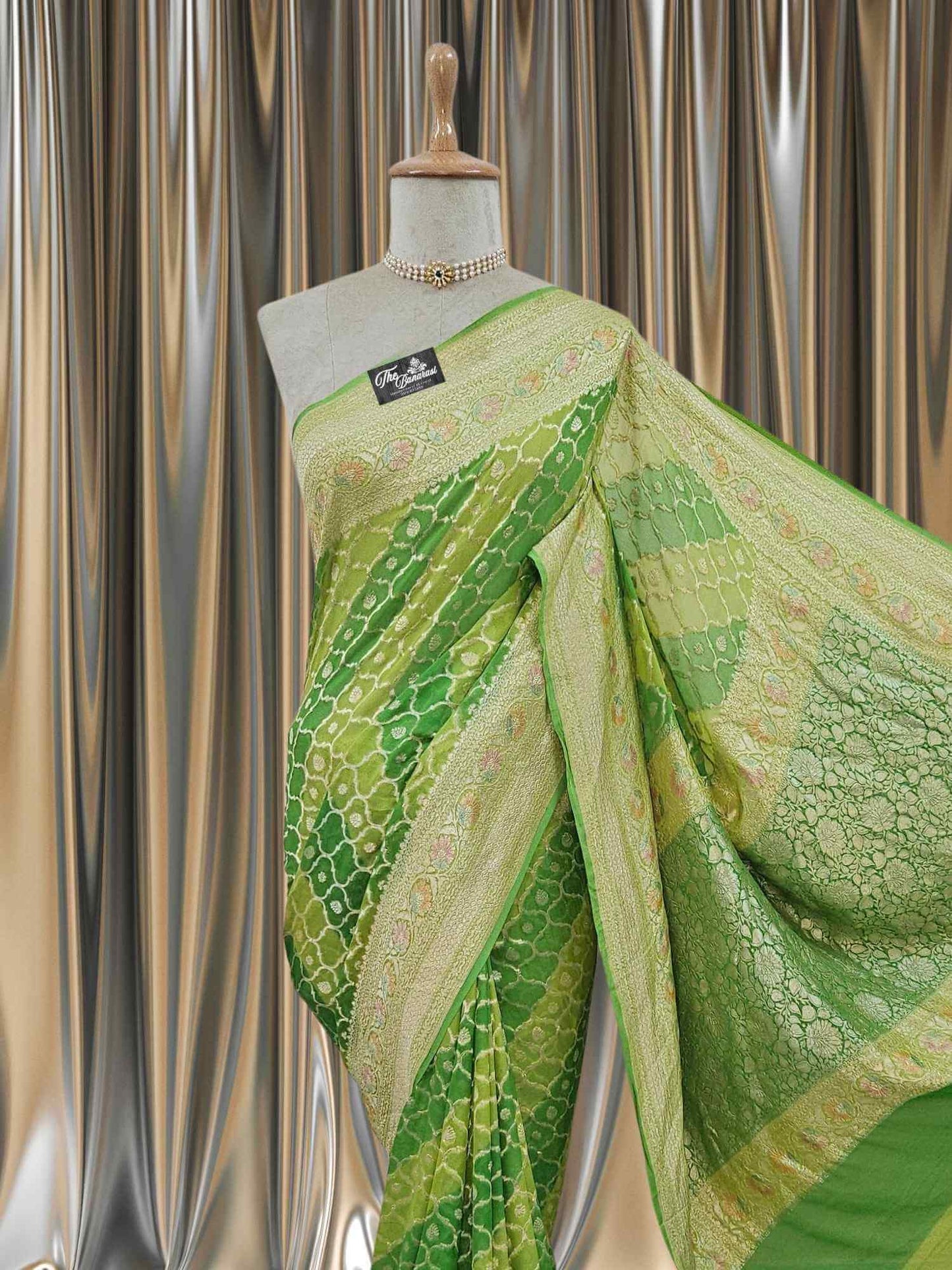 2D Shade Khaddi Georgette Water Zari Banarasi Handloom Saree