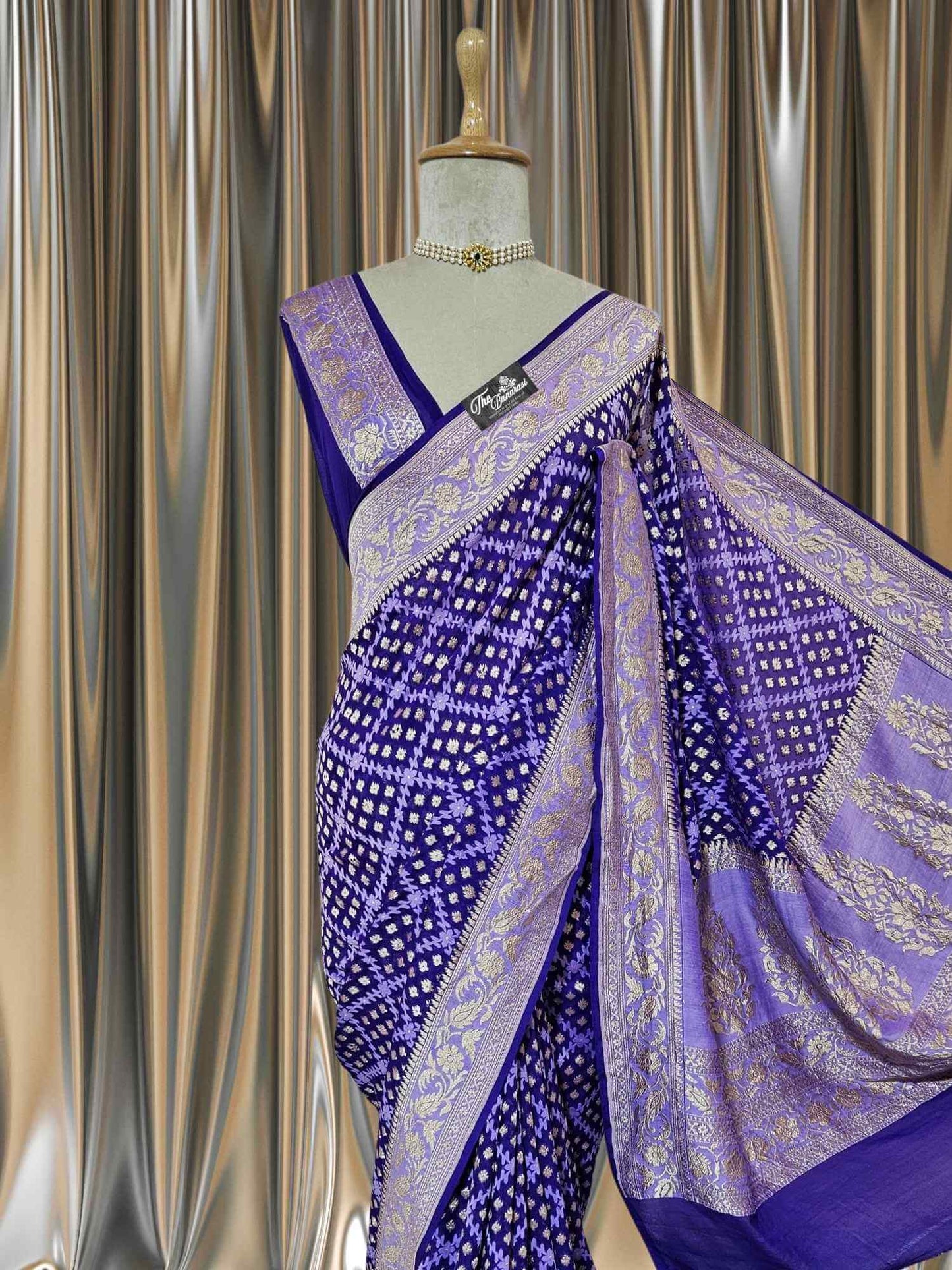 Purple Amethyst Khaddi Georgette Water Zari Banarasi Handloom Saree