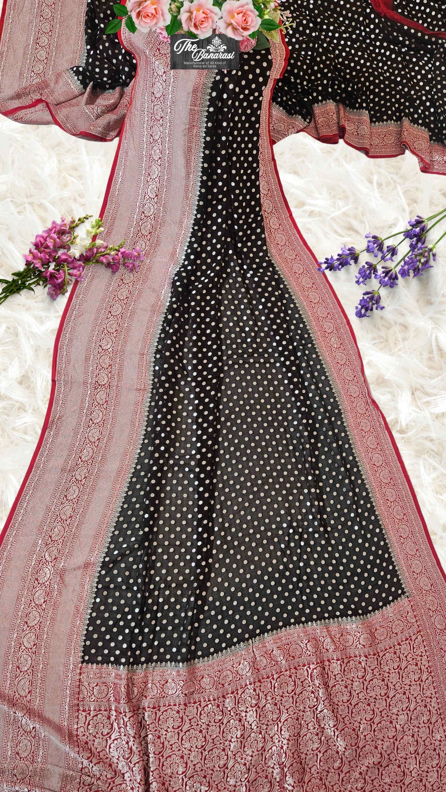 Dual-shade Khaddi Georgette Water Zari Banarasi Handloom Saree