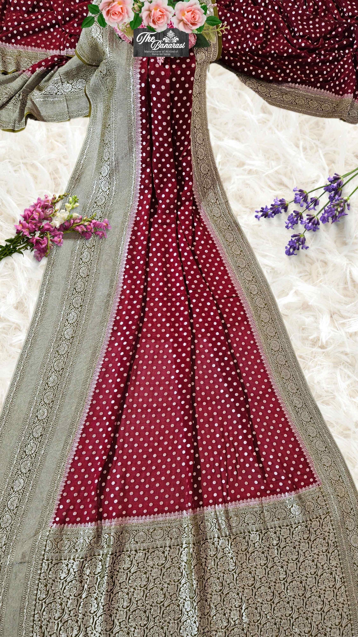 Two-hue Khaddi Georgette Water Zari Banarasi Handloom Saree
