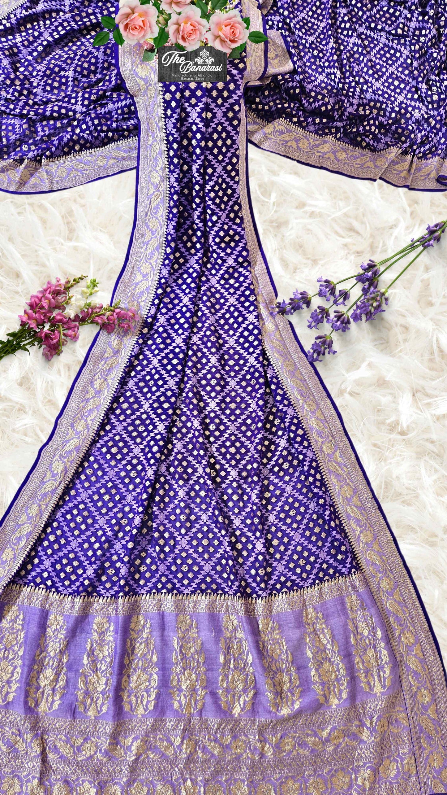Purple Amethyst Khaddi Georgette Water Zari Banarasi Handloom Saree