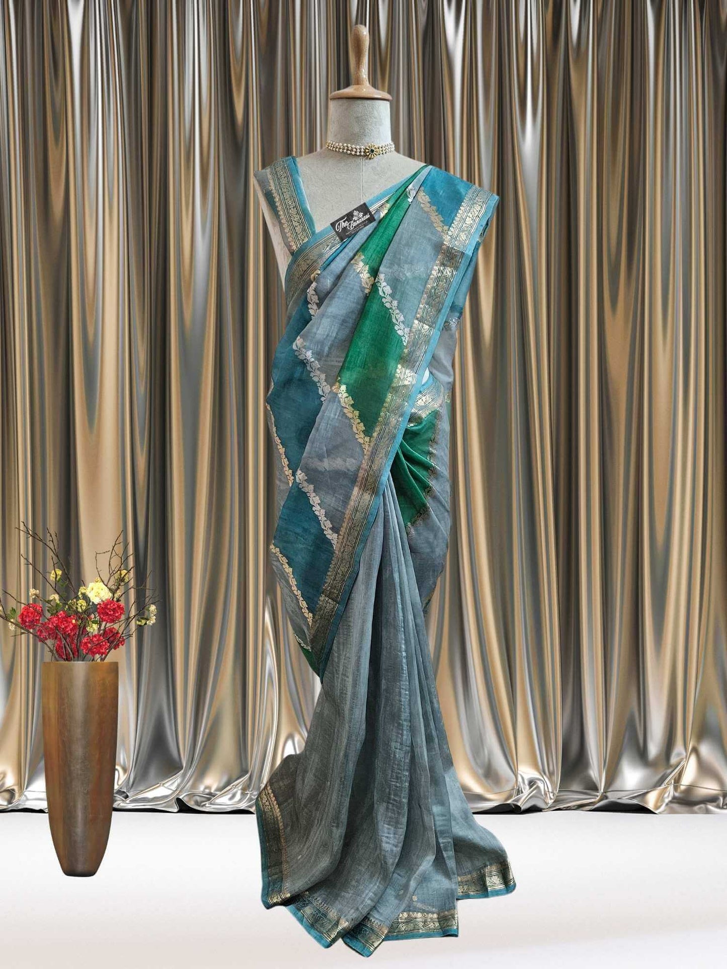 Multi Color Pure Kora Silk Sona Roopa Banarasi Handloom Saree