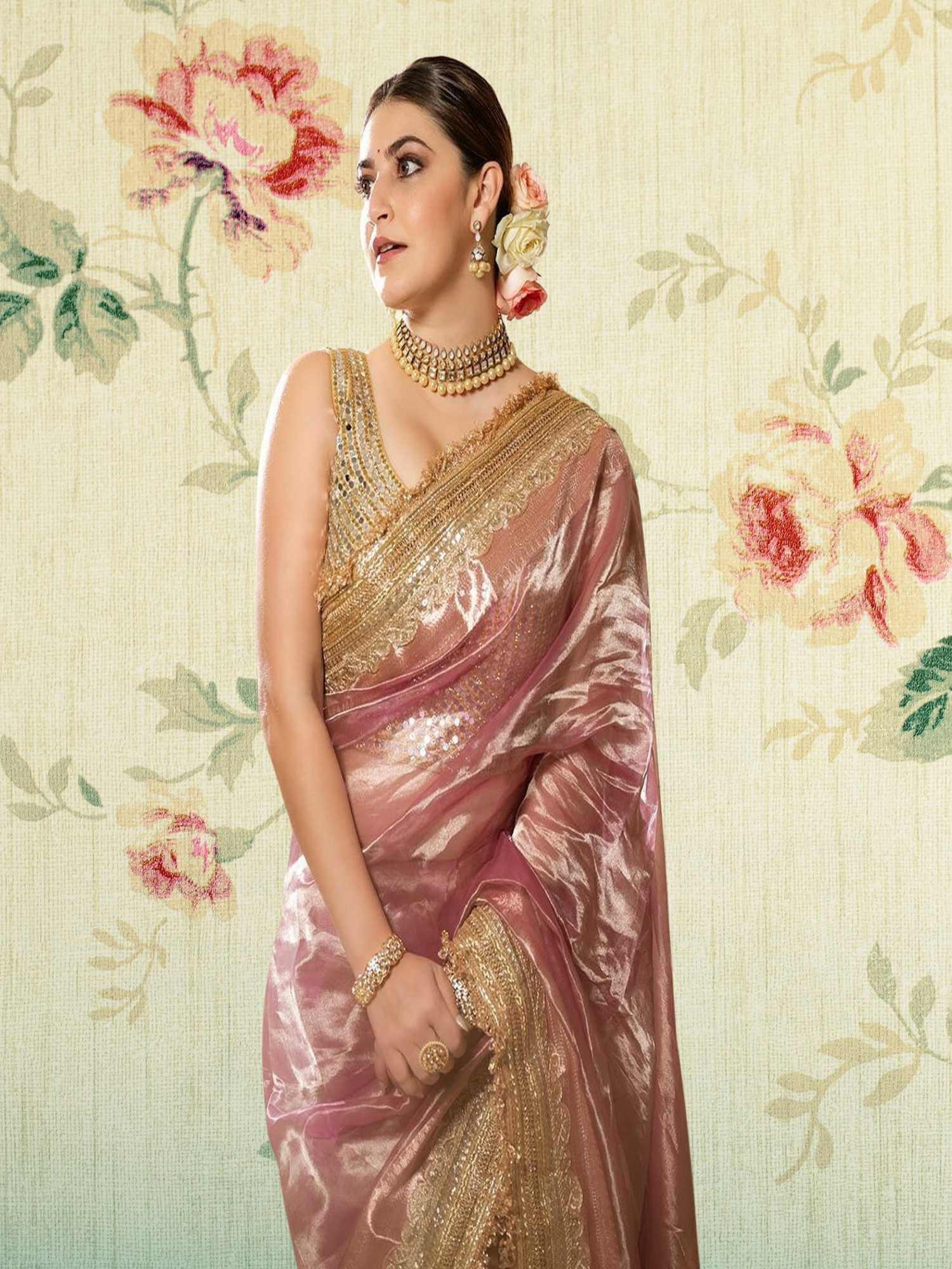 Shivaleeka Obero in Luxury Candy Floss Handwoven Banarasi Tissue Silk Saree 