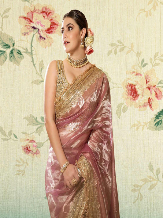 Shivaleeka Obero in Luxury Candy Floss Handwoven Banarasi Tissue Silk Saree 