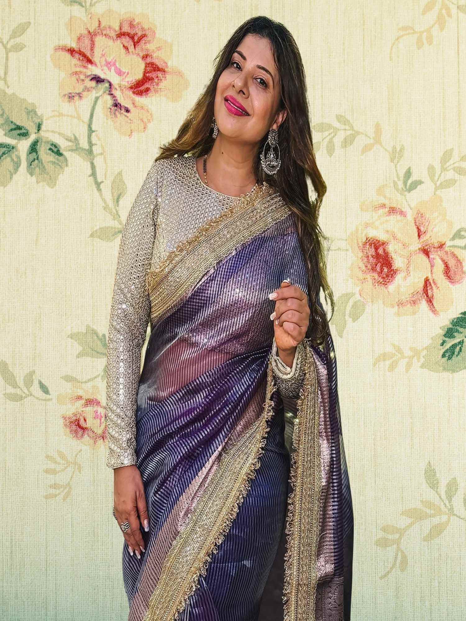 Sambhavna Seth in Luxury Royal Blue Handwoven Banarasi Tissue Silk Saree 