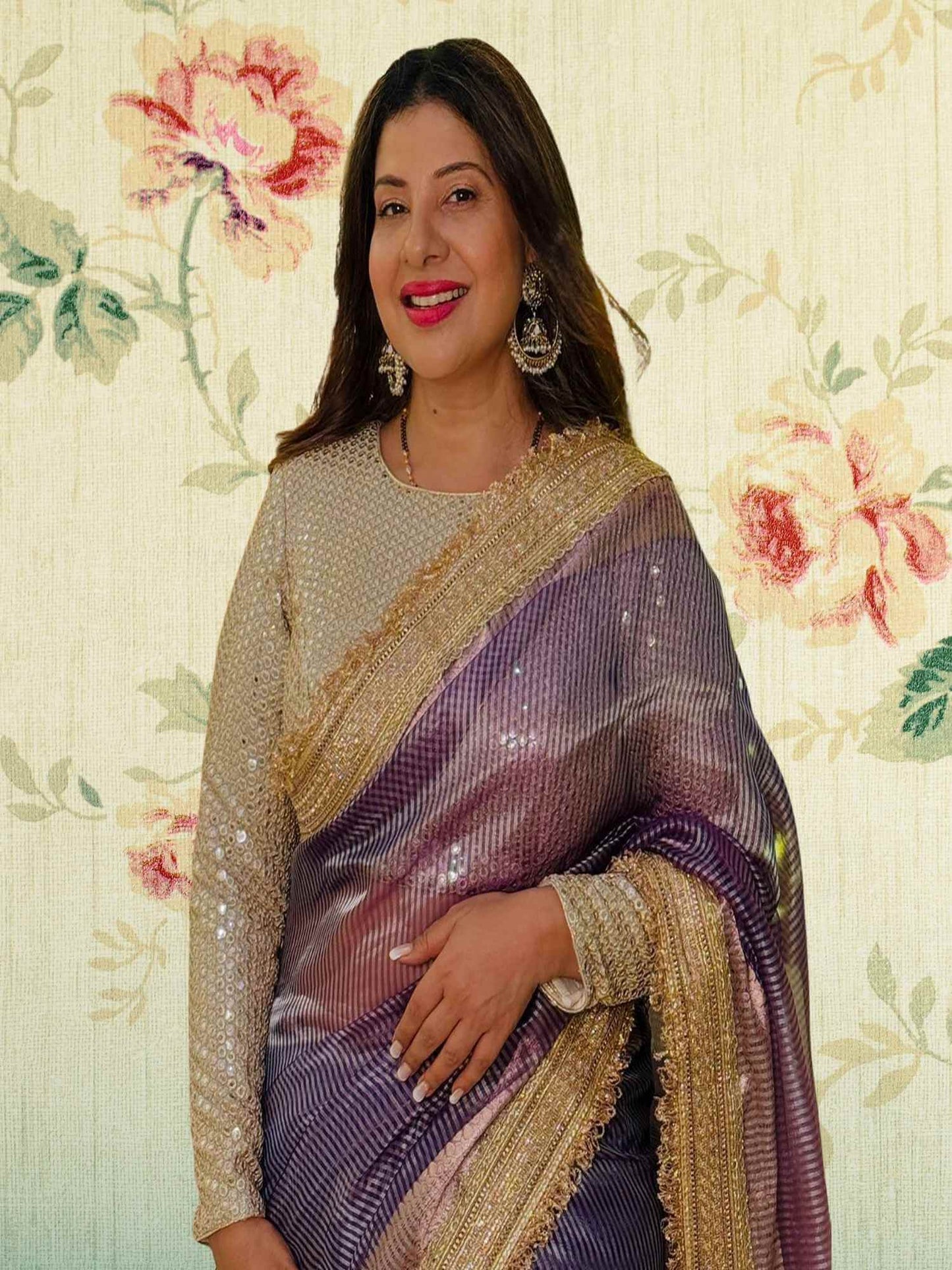 Royal Purple Pure Tissue Silk Banarasi Handloom Saree Inspired by Sambhavna Seth