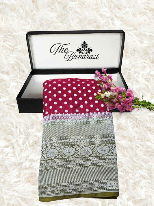 Two-hue Khaddi Georgette Water Zari Banarasi Handloom Saree