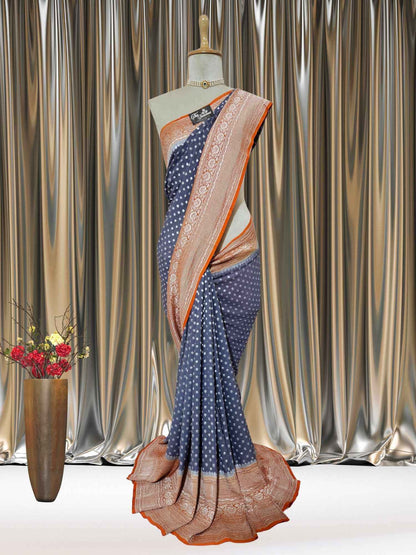 Two-tone Khaddi Georgette Water Zari Banarasi Handloom Saree