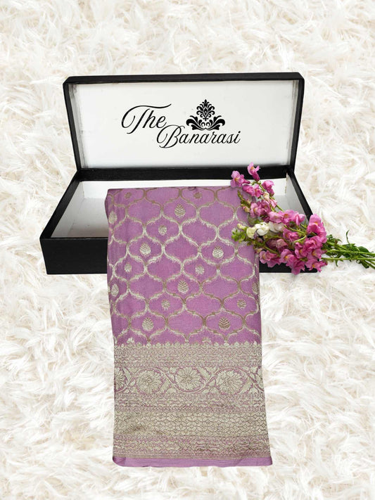 Baby Pink Khaddi Georgette Water Zari Banarasi Handloom Saree