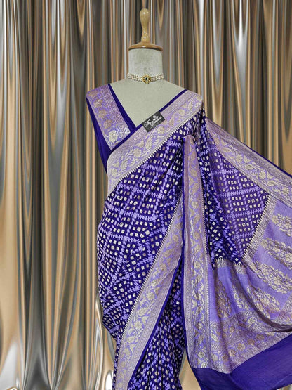 Purple Amethyst Khaddi Georgette Water Zari Banarasi Handloom Saree