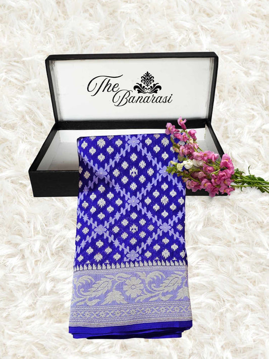 Purple Amethyst Khaddi Georgette Water Zari Banarasi Handloom Saree