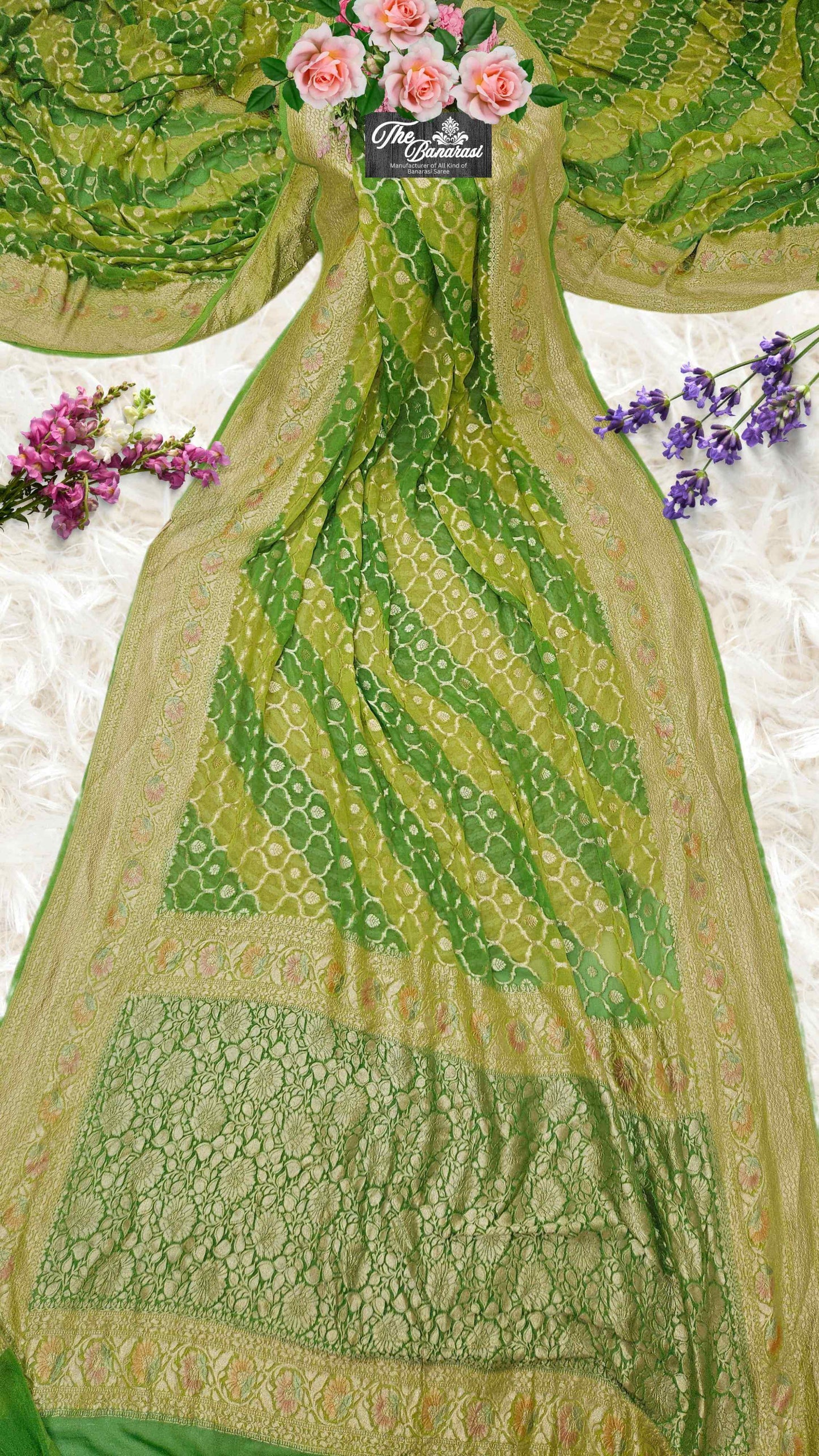 2D Shade Khaddi Georgette Water Zari Banarasi Handloom Saree