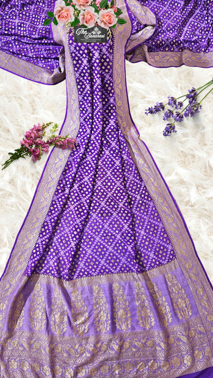 Purple Khaddi Georgette Water Zari Banarasi Handloom Saree