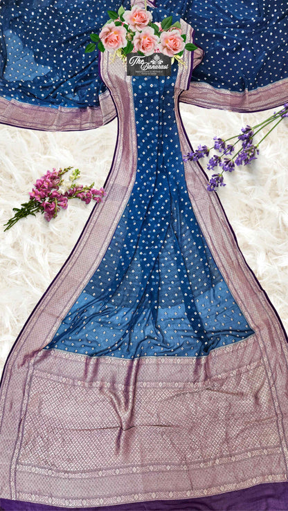 Royal Blue Khaddi Georgette Water Zari Banarasi Handloom Saree